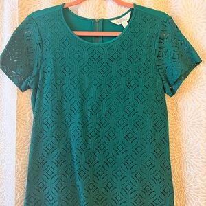 Market & Spruce Emerald Green Lace Top